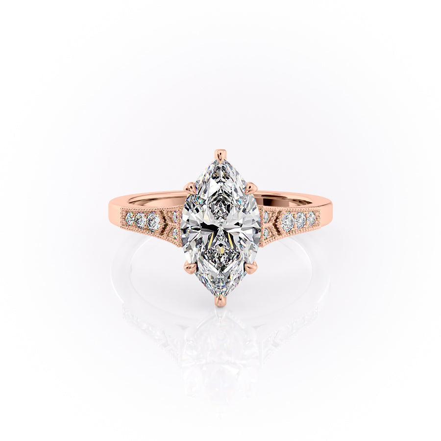 The Dianne Set With A 3 Carat Marquise Moissanite