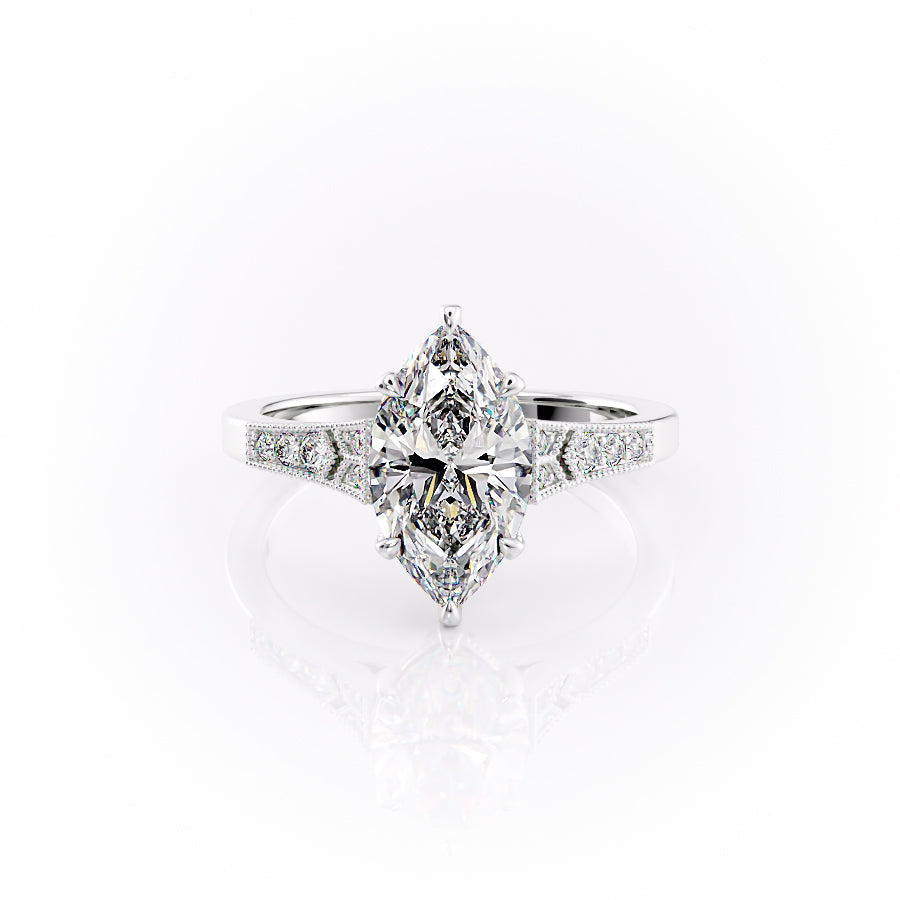 The Dianne Set With A 1 Carat Marquise Lab Diamond