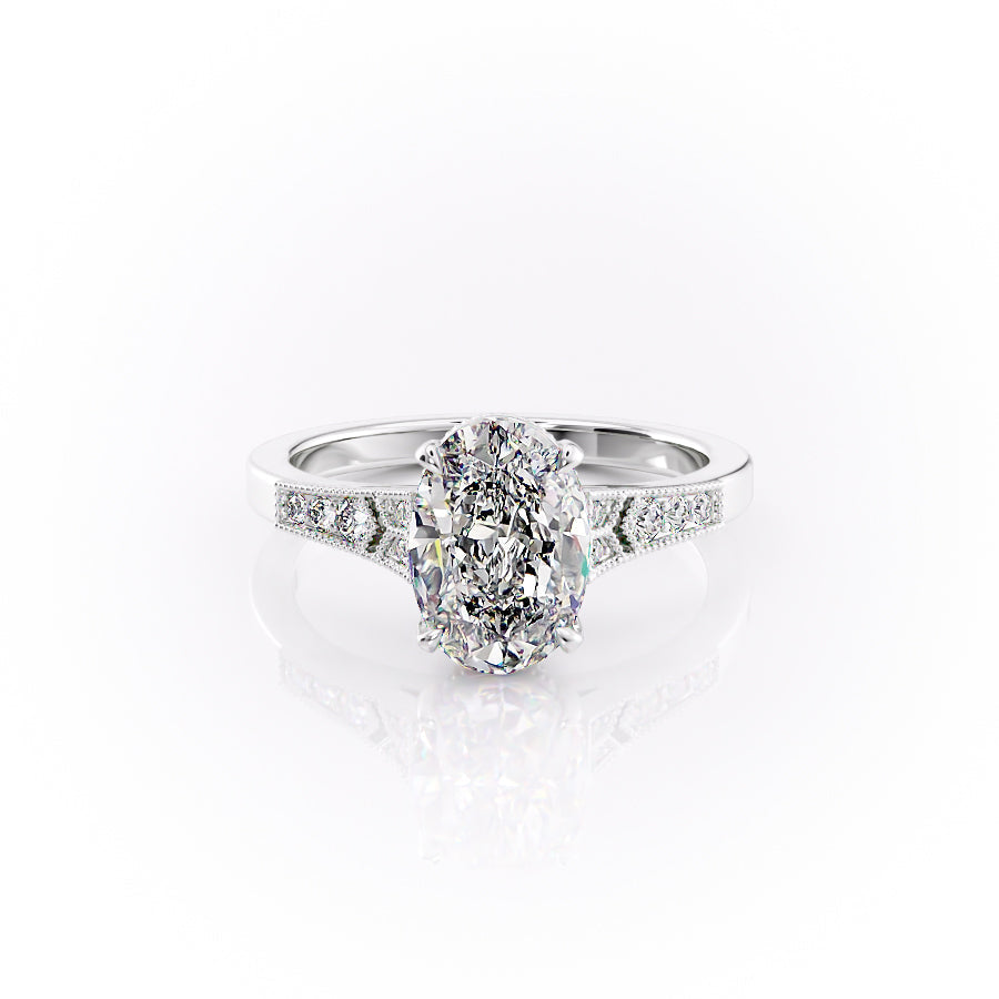 The Dianne Set With A 5 Carat Oval Moissanite