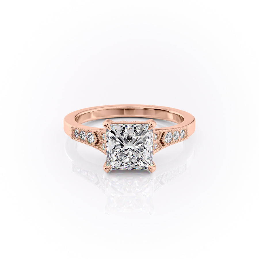The Dianne Set With A 1 Carat Princess Lab Diamond