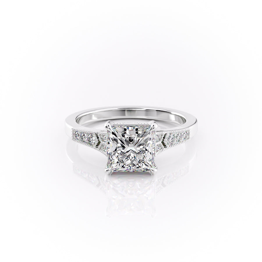The Dianne Set With A 2.5 Carat Princess Lab Diamond