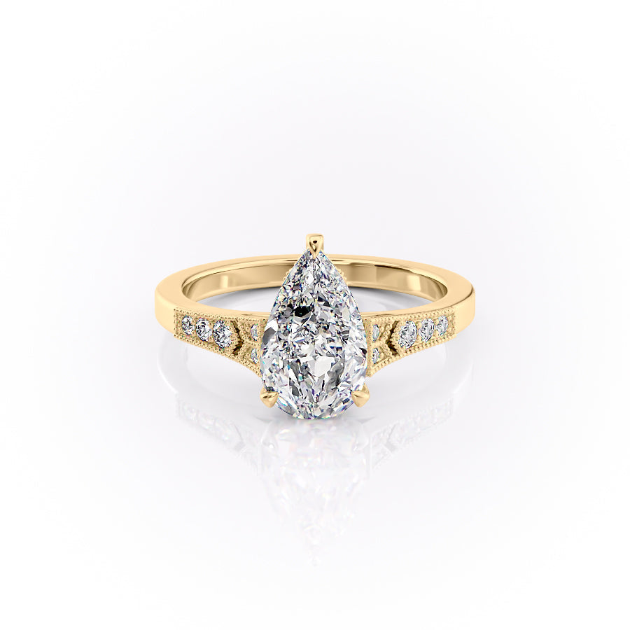 The Dianne Set With A 4 Carat Pear Moissanite