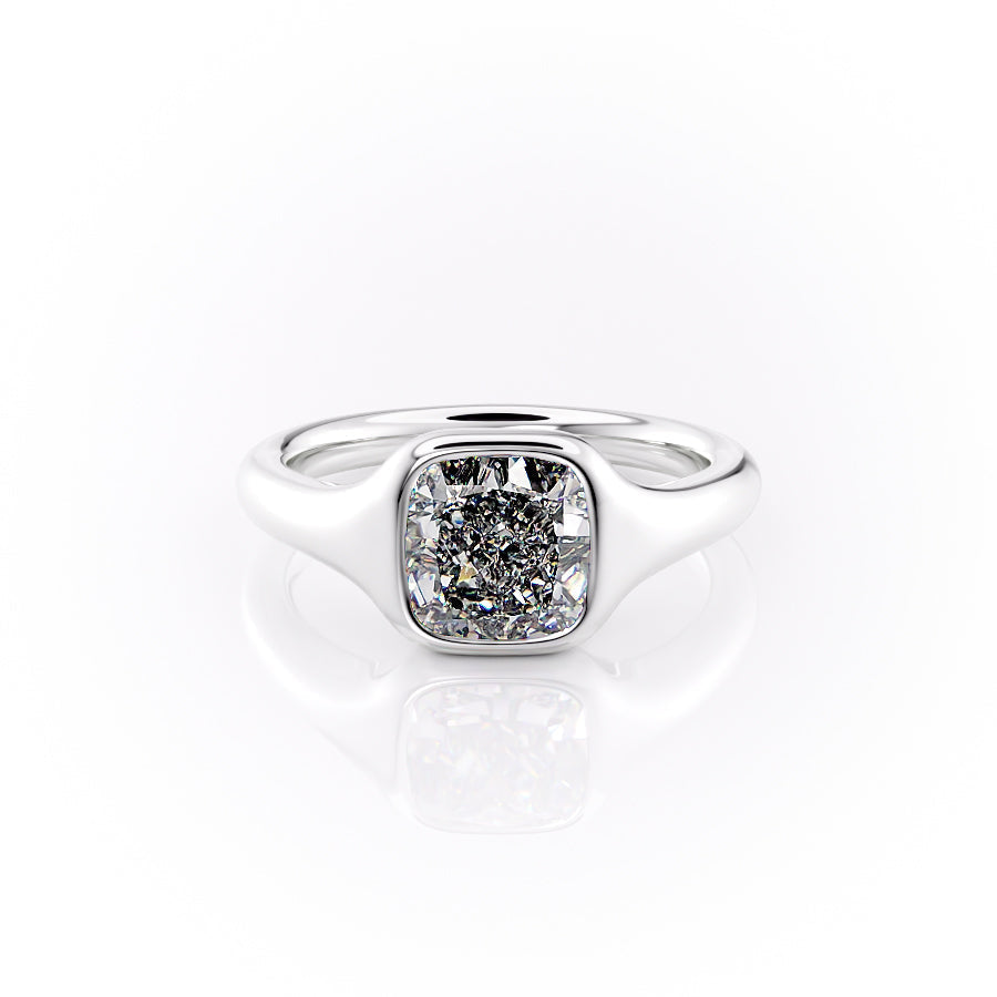 The Stella Set With A 2.5 Carat Cushion Moissanite
