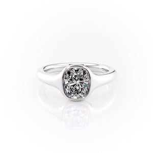 The Stella Set With A 4 Carat Elongated Cushion Moissanite