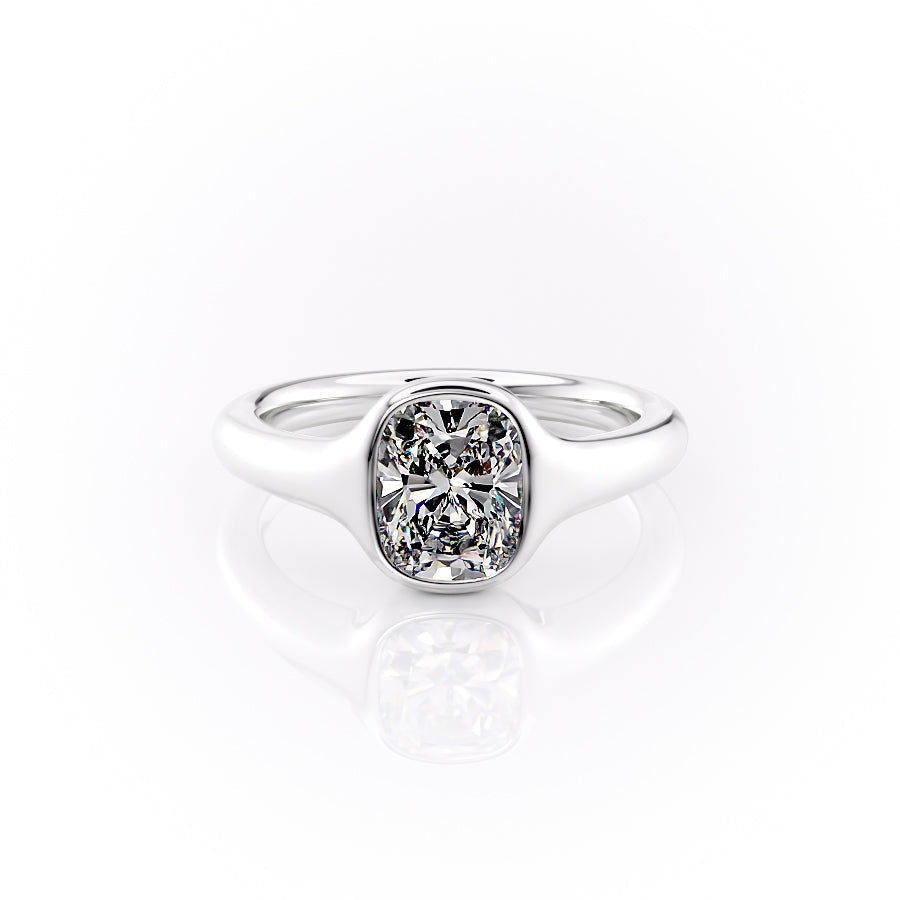 The Stella Set With A 1 Carat Elongated Cushion Moissanite