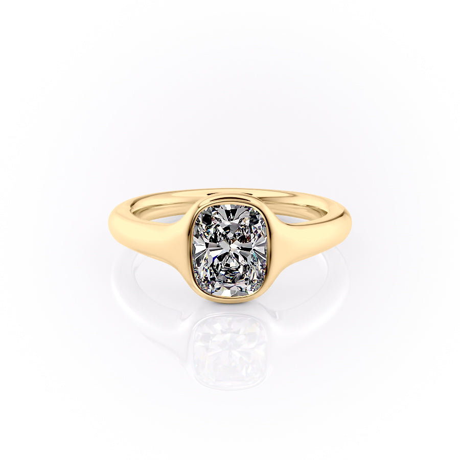 The Stella Set With A 3 Carat Elongated Cushion Moissanite
