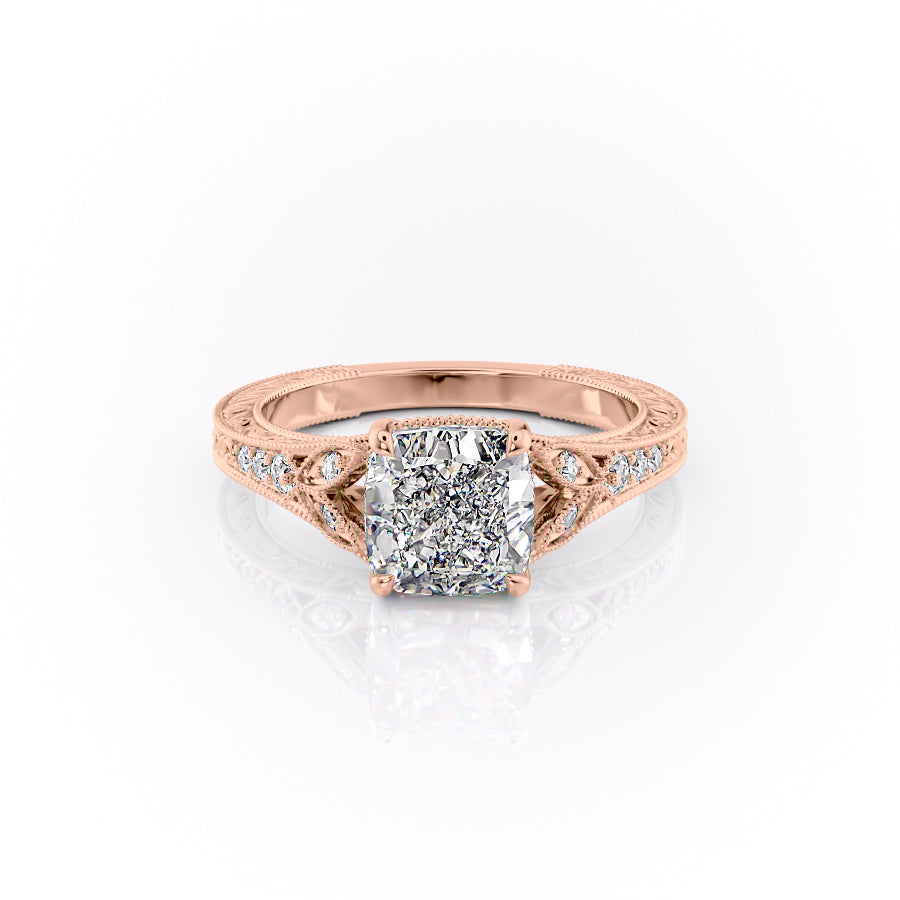 The Violet Set With A 4.5 Carat Cushion Moissanite