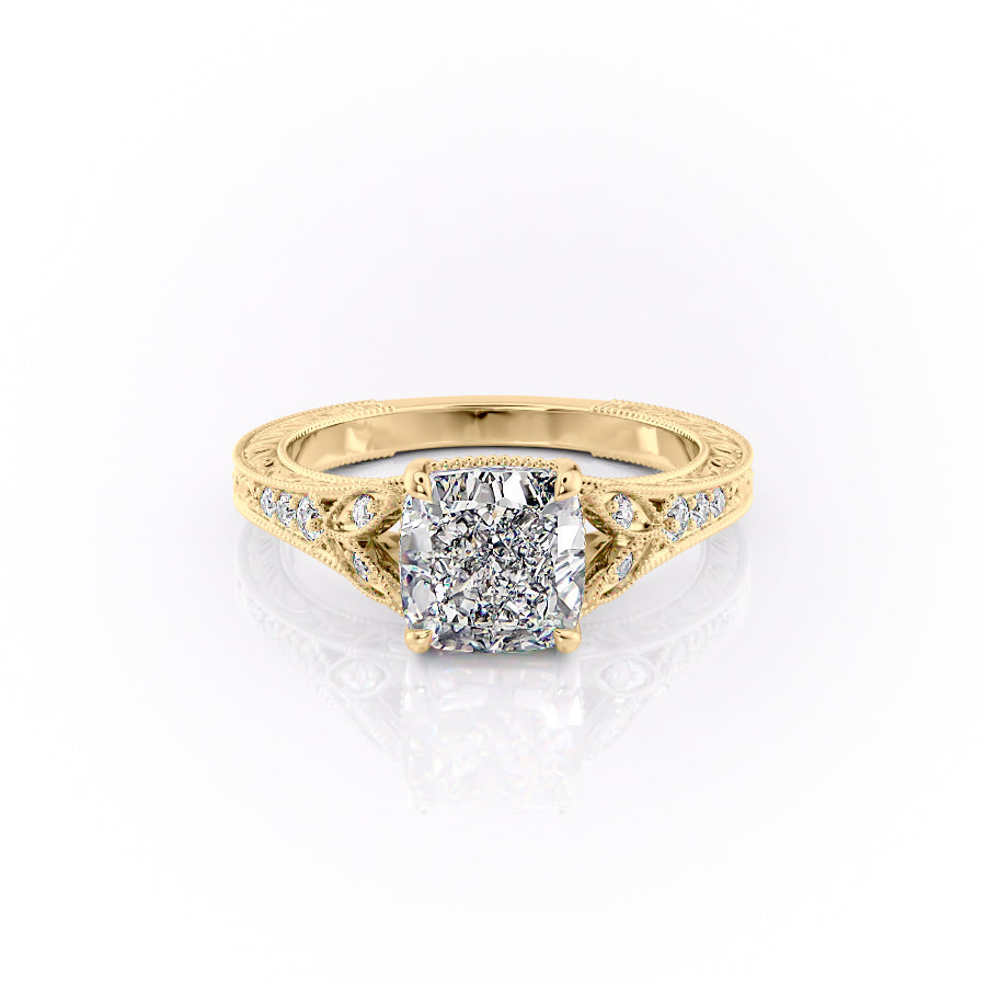 The Violet Set With A 1 Carat Cushion Moissanite