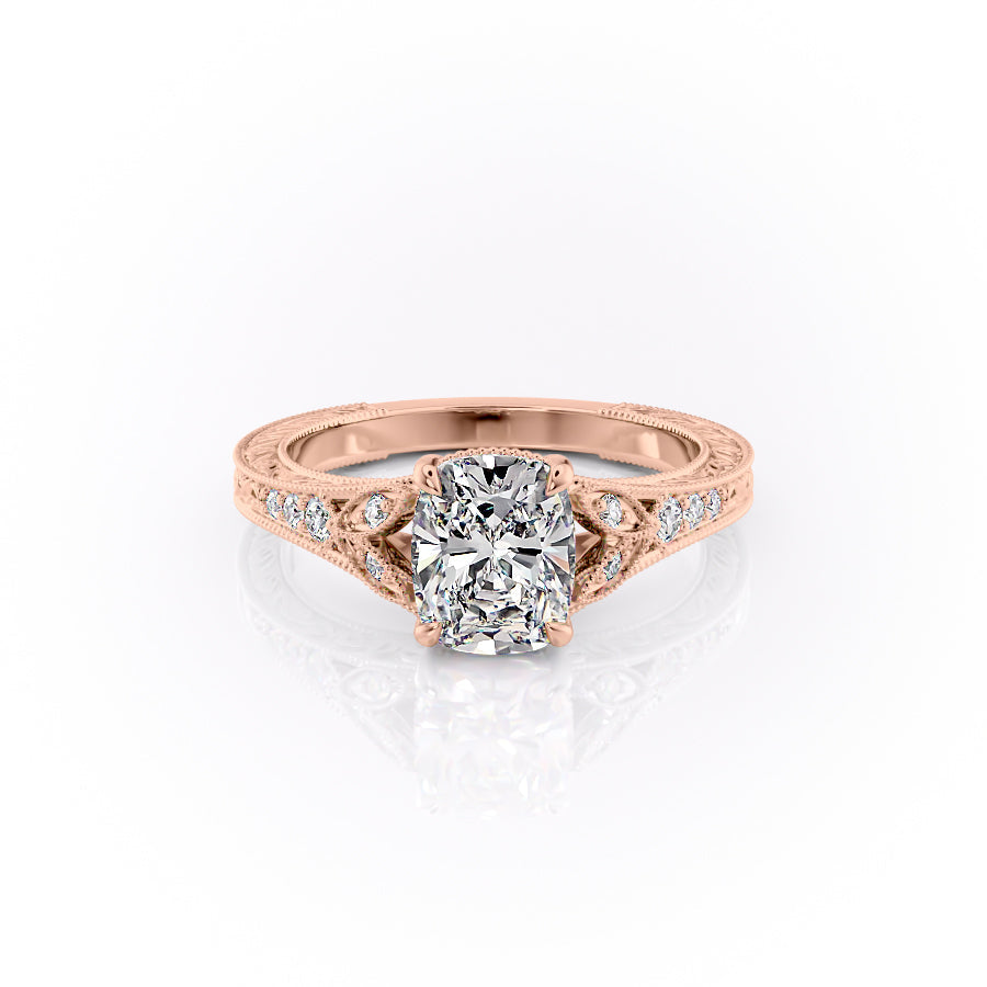 The Violet Set With A 3 Carat Elongated Cushion Lab Diamond