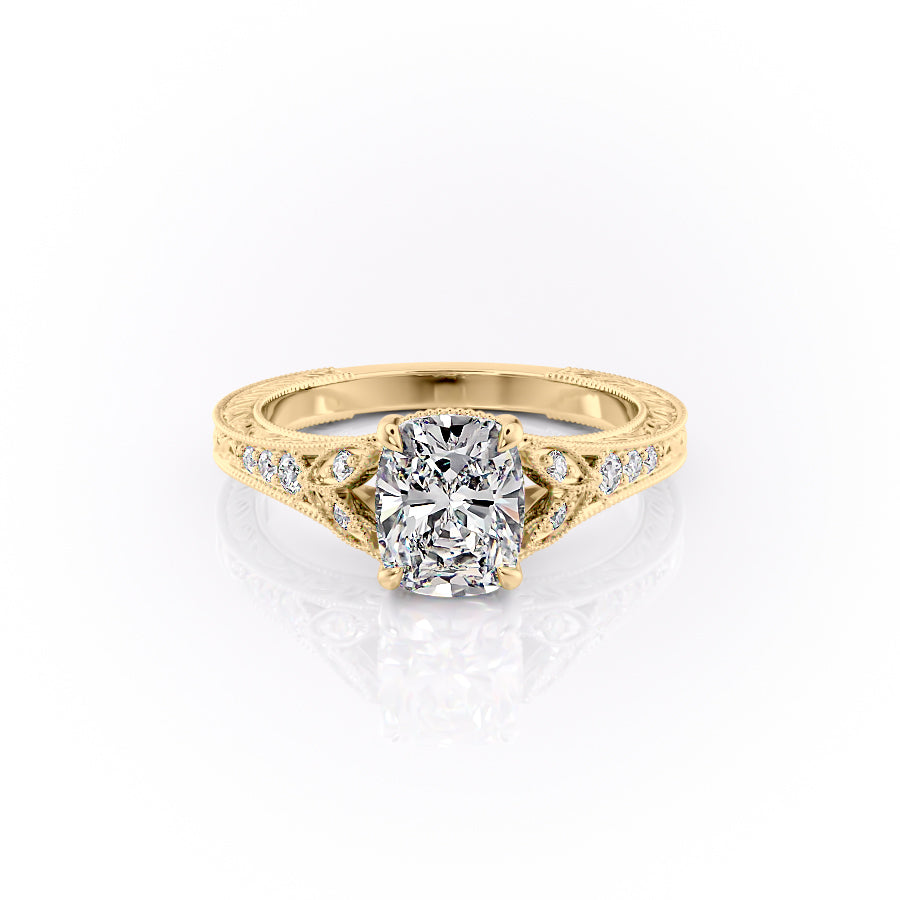 The Violet Set With A 2.5 Carat Elongated Cushion Lab Diamond