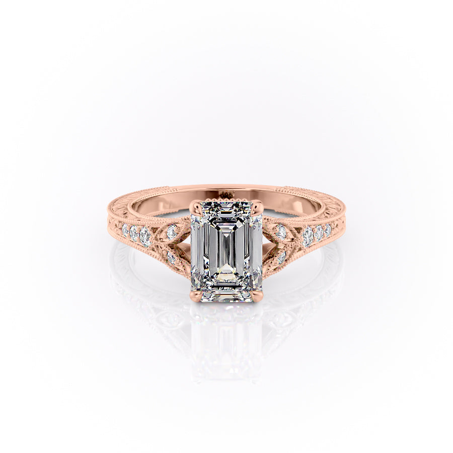 The Violet Set With A 5 Carat Emerald Moissanite