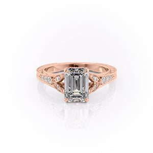 The Violet Set With A 4 Carat Emerald Moissanite