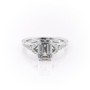 The Violet Set With A 2 Carat Emerald Moissanite