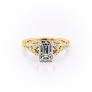 The Violet Set With A 1.5 Carat Emerald Moissanite