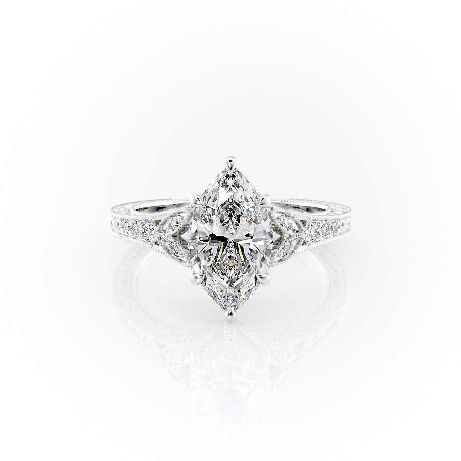 The Violet Set With A 2 Carat Marquise Moissanite