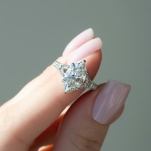 The Violet Set With A 5 Carat Marquise Moissanite