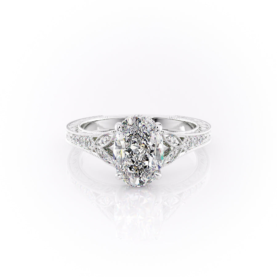 The Violet Set With A 4.5 Carat Oval Moissanite