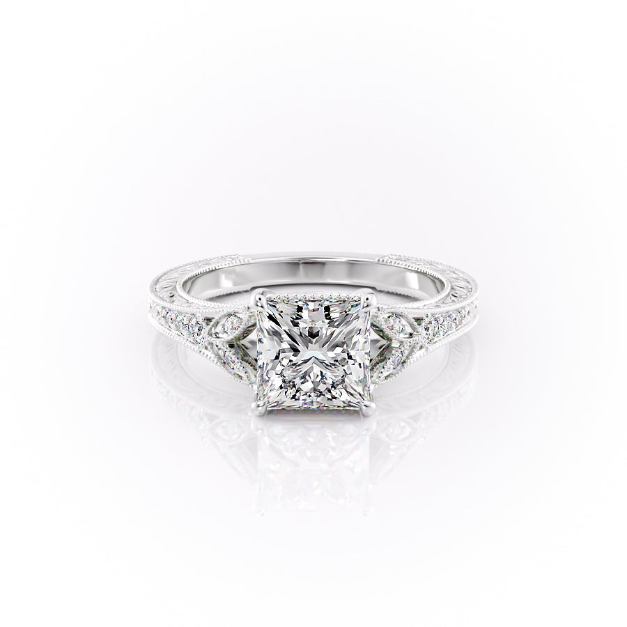The Violet Set With A 2 Carat Princess Lab Diamond