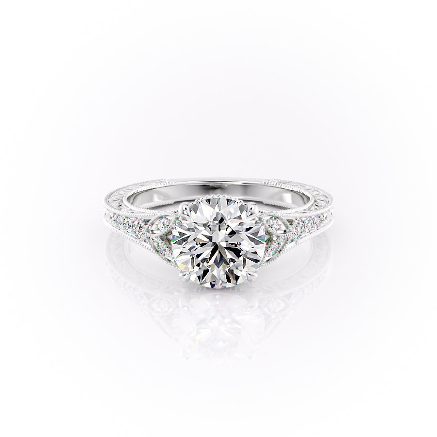 The Violet Set With A 2.5 Carat Round Moissanite