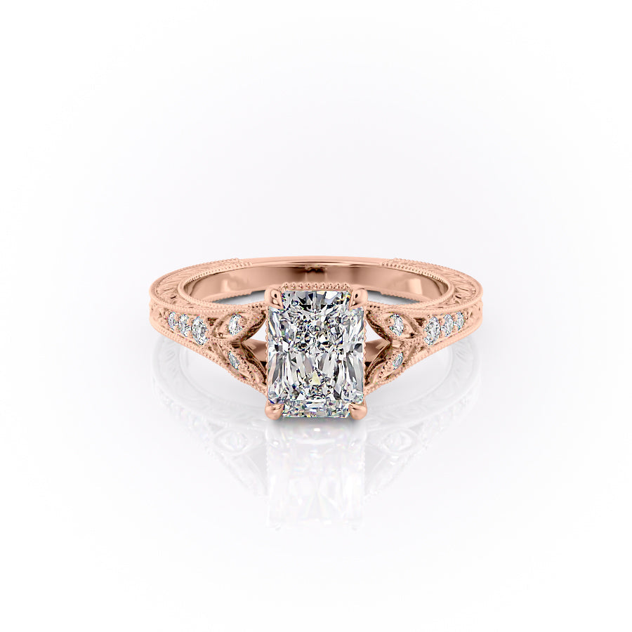The Violet Set With A 4.5 Carat Radiant Moissanite
