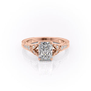 The Violet Set With A 1 Carat Radiant Moissanite