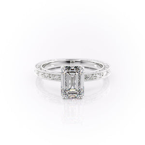 The Sierra Set With A 4 Carat Emerald Moissanite