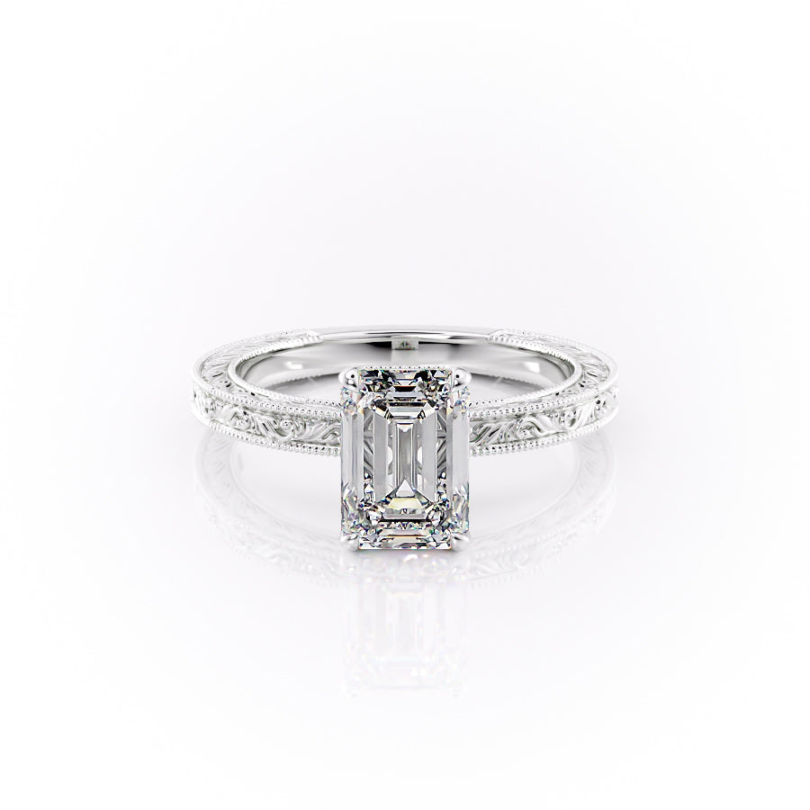 The Sierra Set With A 1 Carat Emerald Moissanite