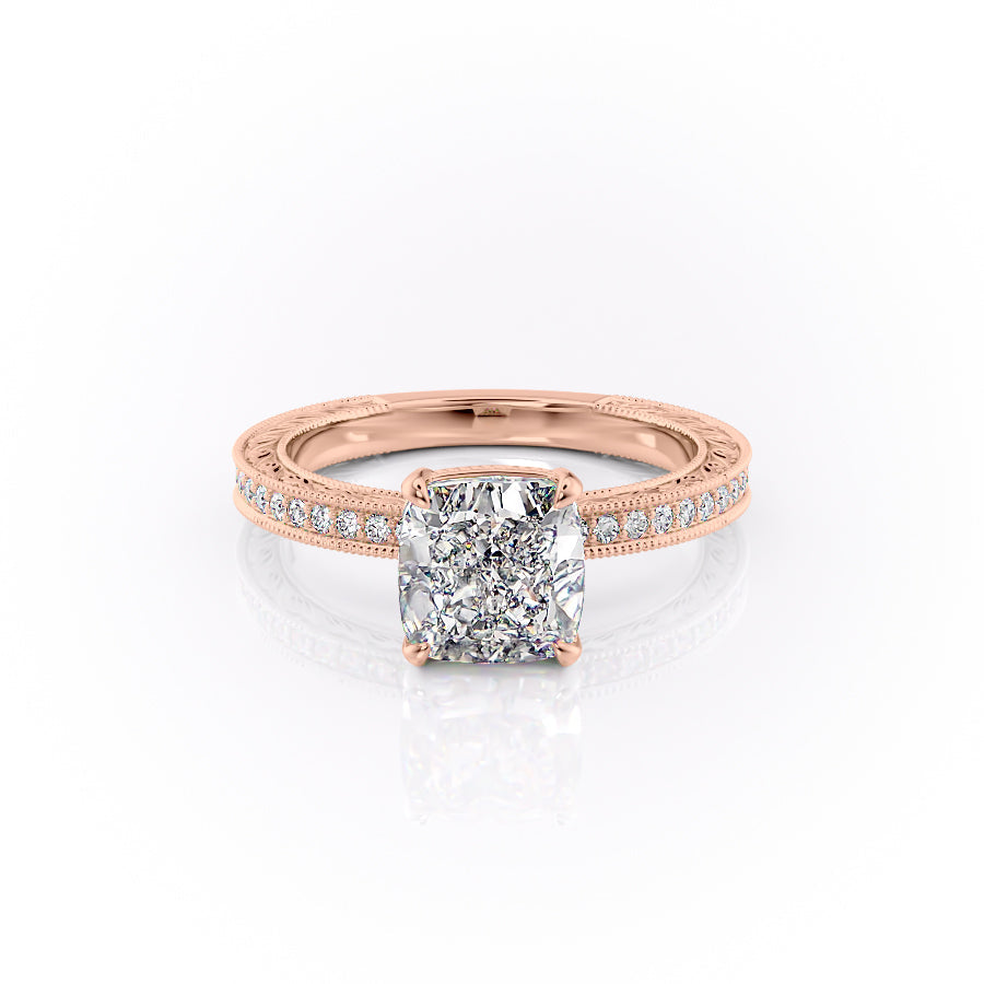 The Pave Sierra Set With A 1 Carat Cushion Lab Diamond