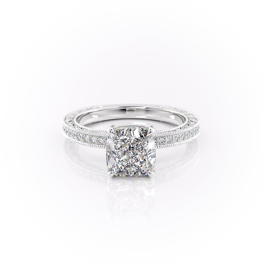 The Pave Sierra Set With A 1 Carat Cushion Lab Diamond