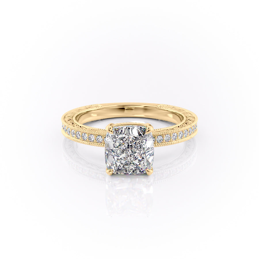 The Pave Sierra Set With A 1 Carat Cushion Lab Diamond