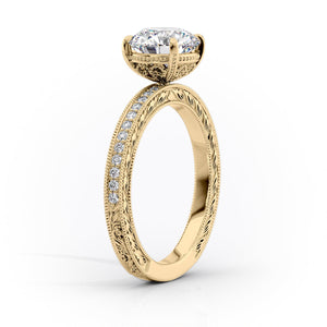 The Pave Sierra Set With A 1 Carat Cushion Lab Diamond