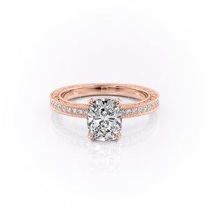 The Pave Sierra Set With A 2 Carat Elongated Cushion Lab Diamond