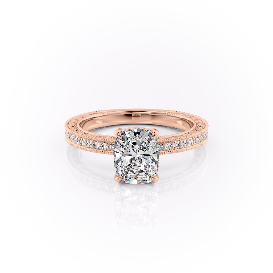 The Pave Sierra Set With A 3 Carat Elongated Cushion Lab Diamond