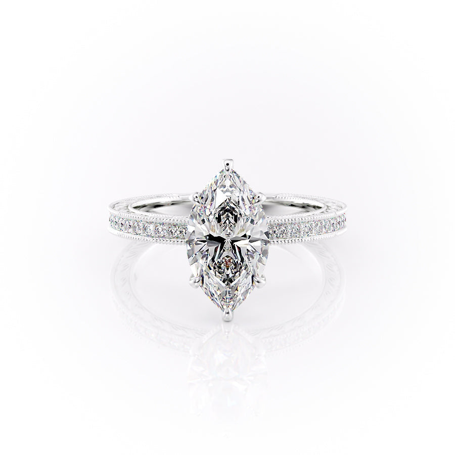 The Pave Sierra Set With A 1 Carat Marquise Lab Diamond