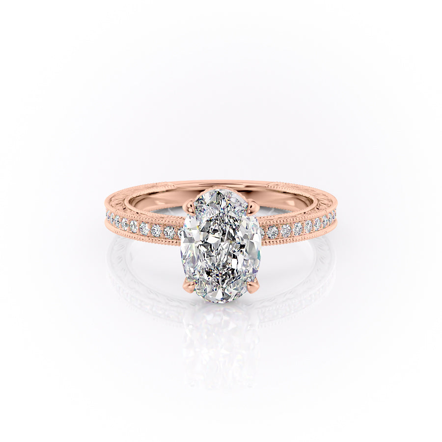 The Pave Sierra Set With A 1.5 Carat Oval Lab Diamond