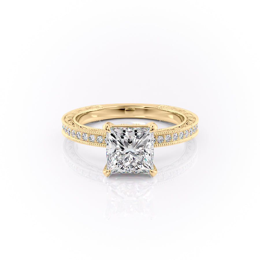 The Pave Sierra Set With A 2.5 Carat Princess Lab Diamond