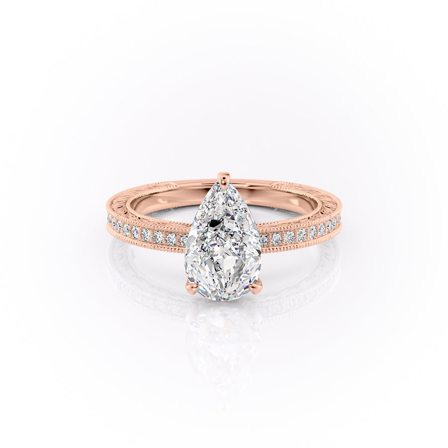 The Pave Sierra Set With A 1 Carat Pear Lab Diamond