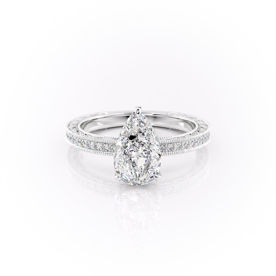 The Pave Sierra Set With A 1 Carat Pear Lab Diamond