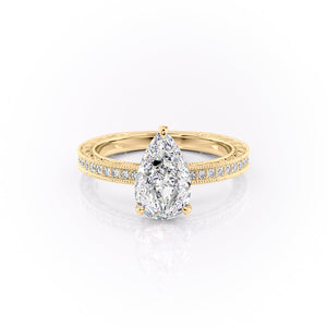 The Pave Sierra Set With A 1.5 Carat Pear Lab Diamond
