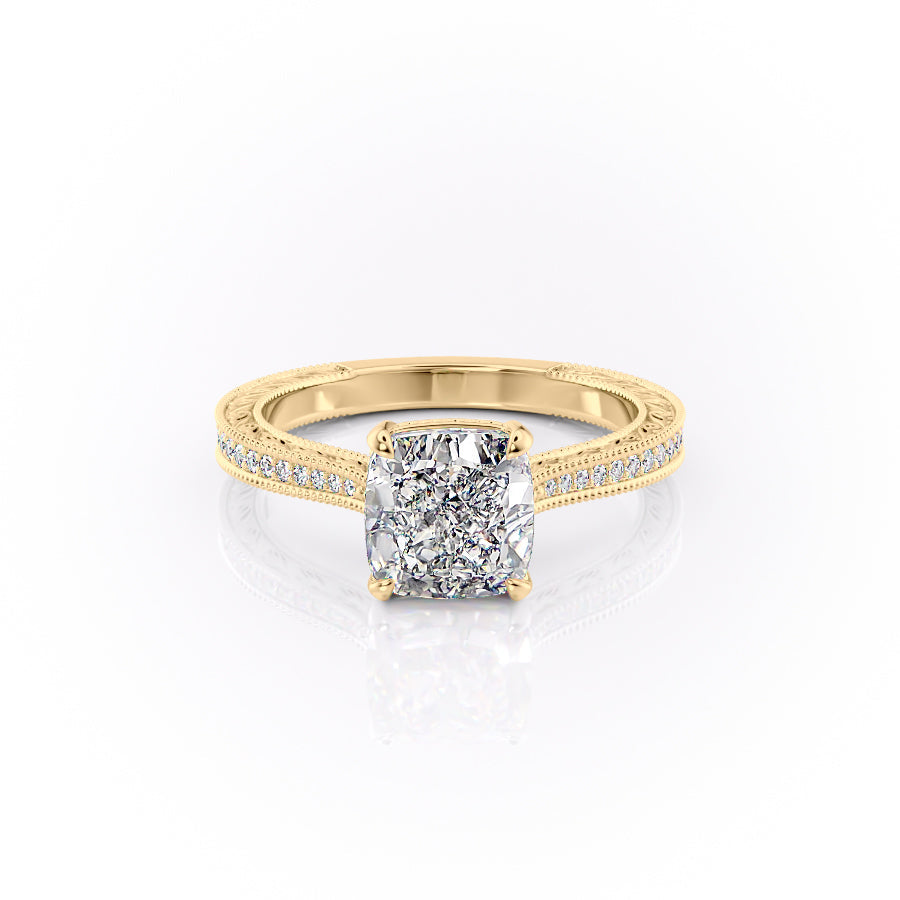 The Pave Cathedral Sierra Set With A 1 Carat Cushion Lab Diamond