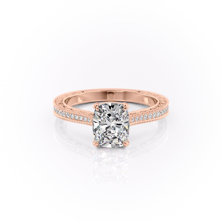The Pave Cathedral Sierra Set With A 1 Carat Elongated Cushion Moissanite