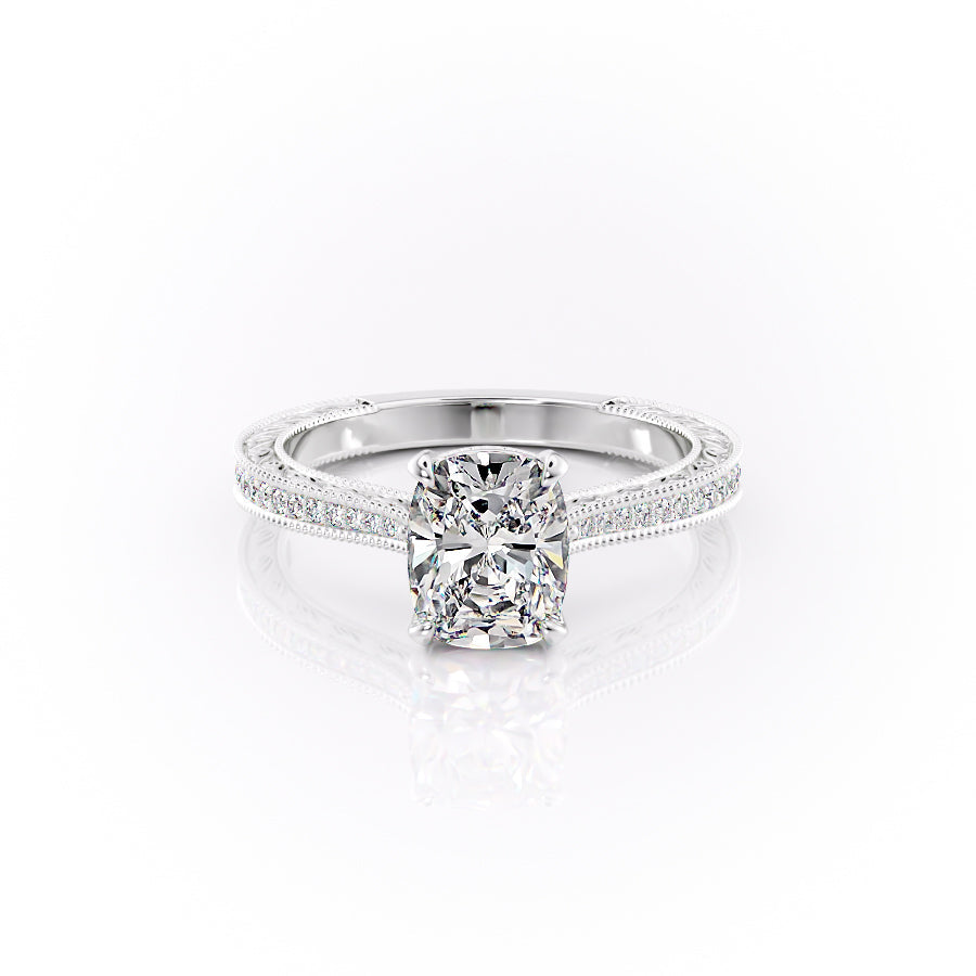The Pave Cathedral Sierra Set With A 2 Carat Elongated Cushion Lab Diamond