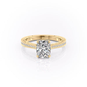 The Pave Cathedral Sierra Set With A 1 Carat Elongated Cushion Lab Diamond