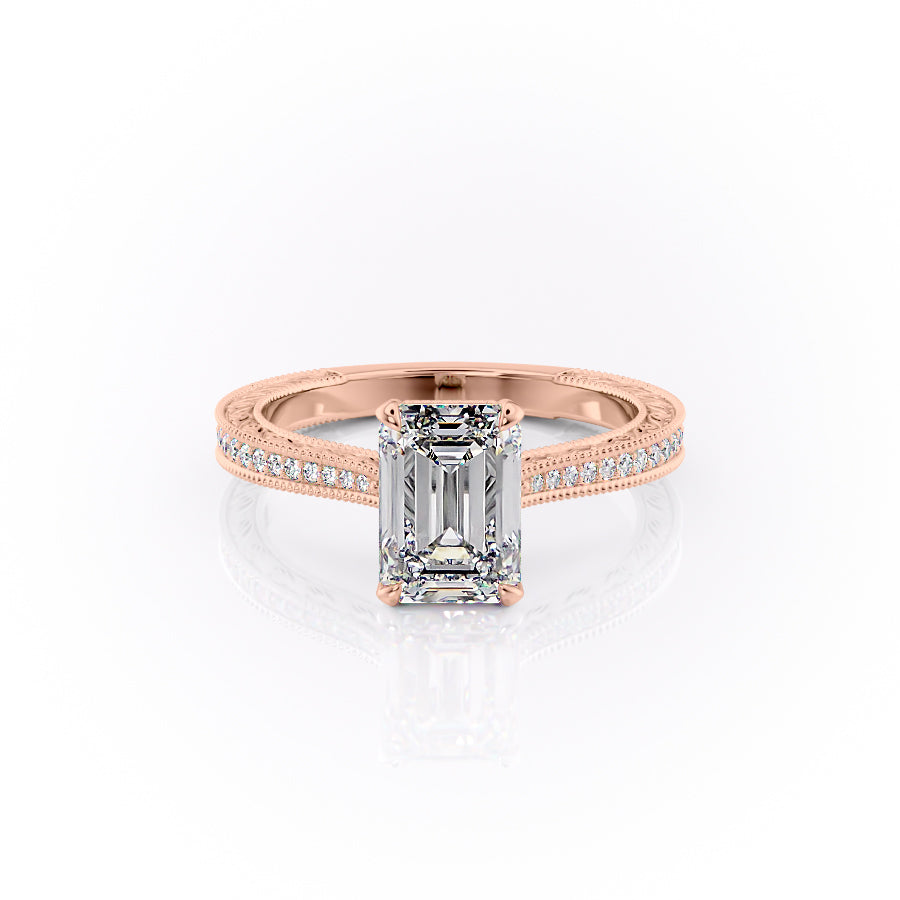 The Pave Cathedral Sierra Set With A 2.5 Carat Emerald Lab Diamond