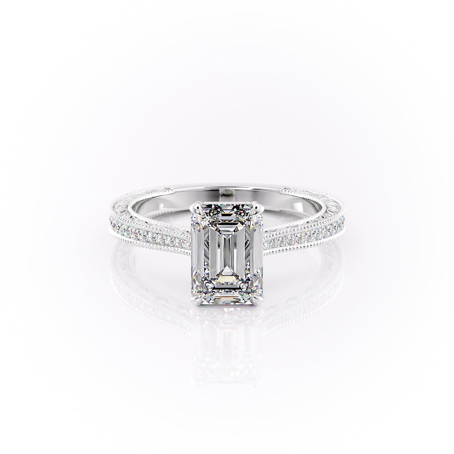 The Pave Cathedral Sierra Set With A 1 Carat Emerald Lab Diamond