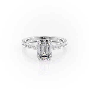 The Pave Cathedral Sierra Set With A 1.5 Carat Emerald Lab Diamond