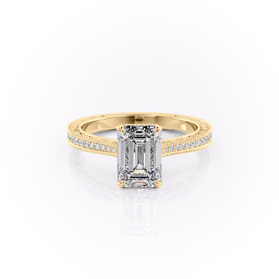 The Pave Cathedral Sierra Set With A 1.5 Carat Emerald Lab Diamond