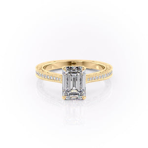 The Pave Cathedral Sierra Set With A 1.5 Carat Emerald Lab Diamond