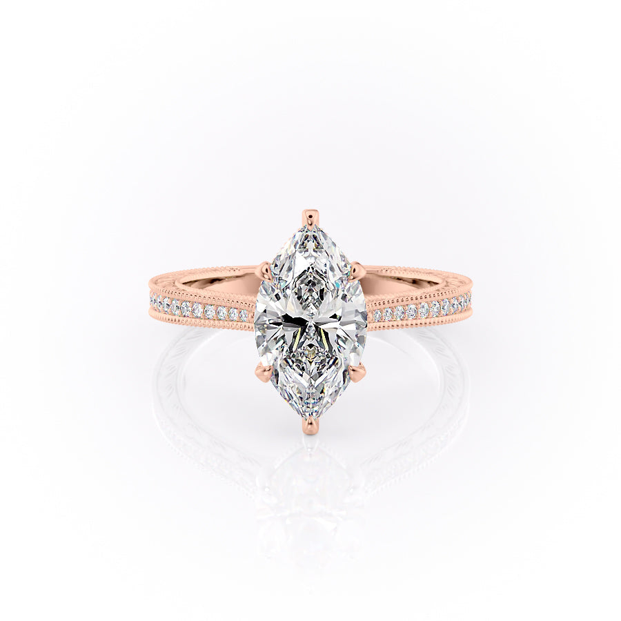 The Pave Cathedral Sierra Set With A 1.5 Carat Marquise Lab Diamond