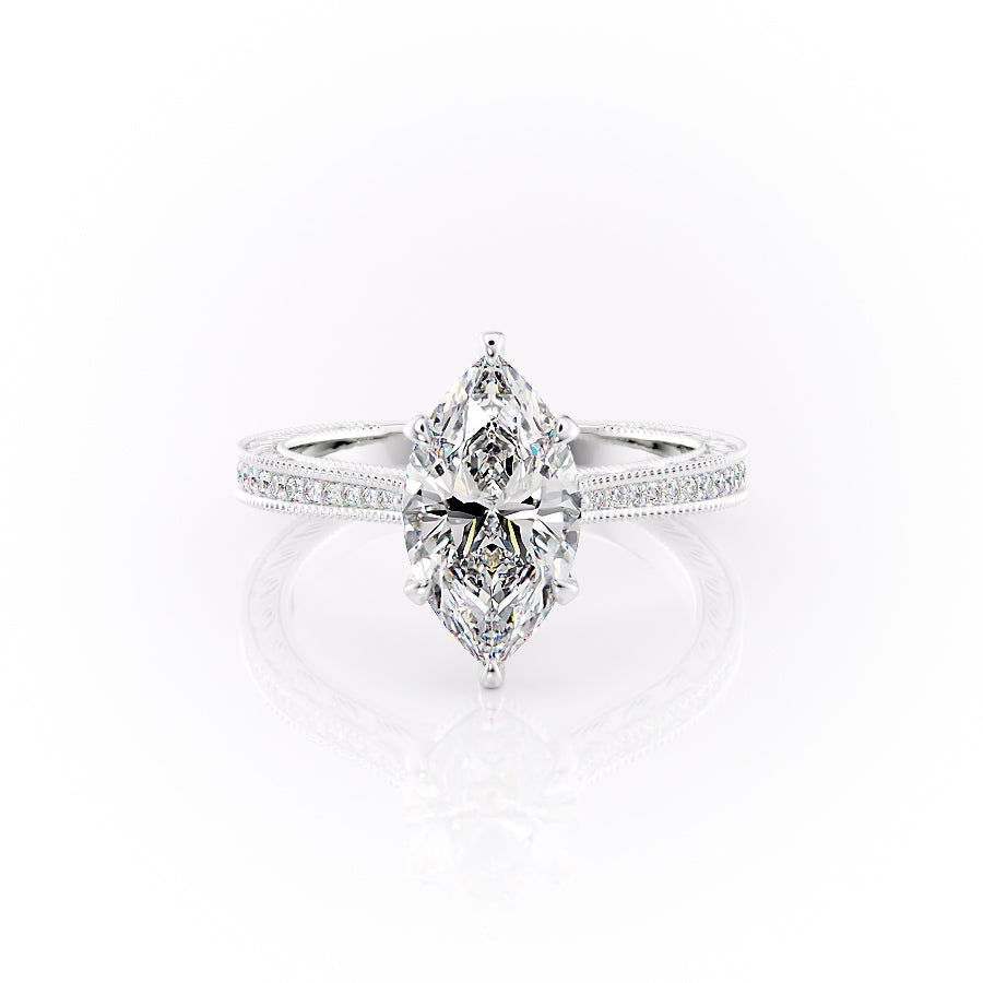The Pave Cathedral Sierra Set With A 3 Carat Marquise Moissanite